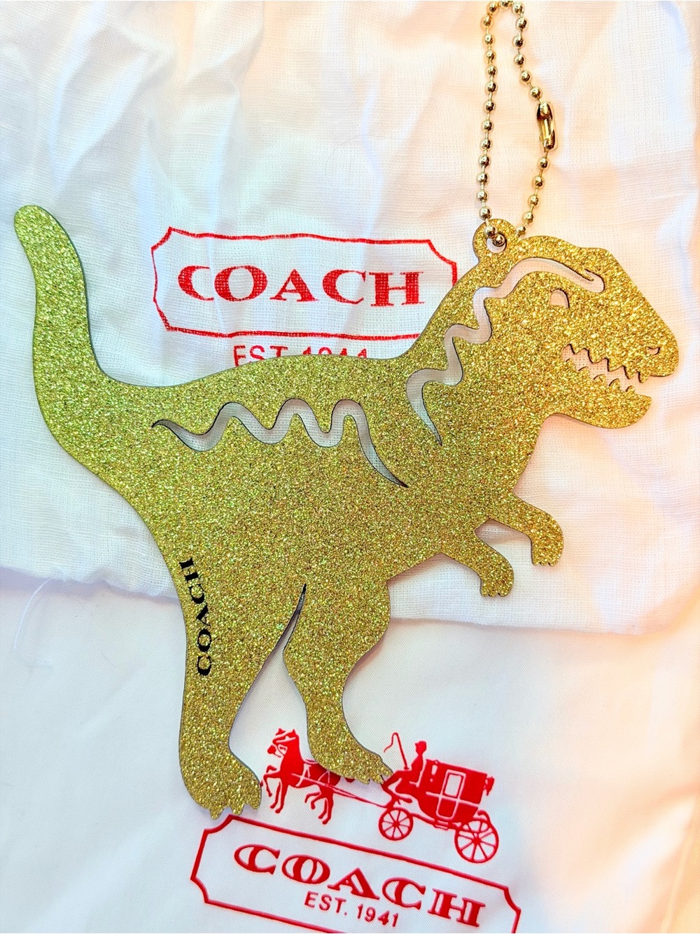 Vintage Coach Rare Glitter Acrylic Rexy Bag Charm - Pristine With Dustbag NWOT